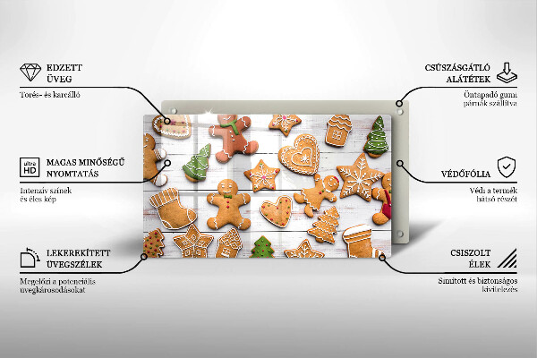 Tabla de cortar de vidrio Pan de jengibre navideño