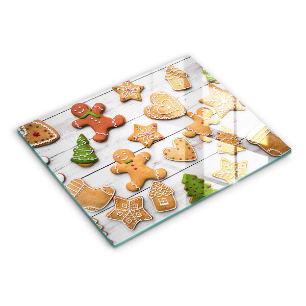 Tabla de cortar de vidrio Pan de jengibre navideño