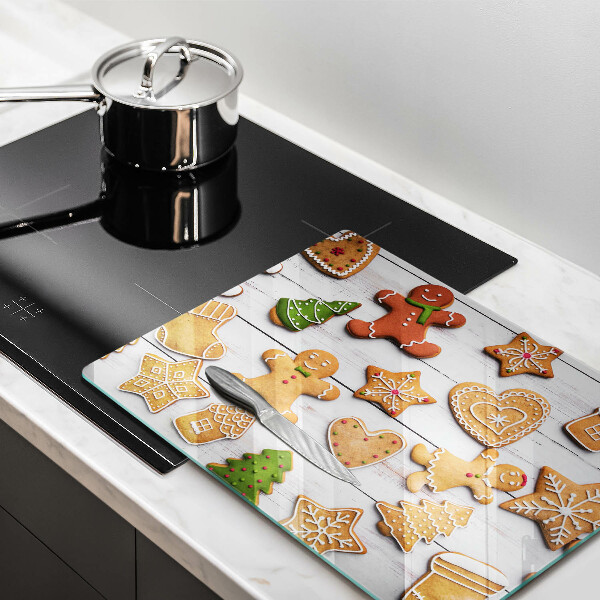 Tabla de cortar de vidrio Pan de jengibre navideño