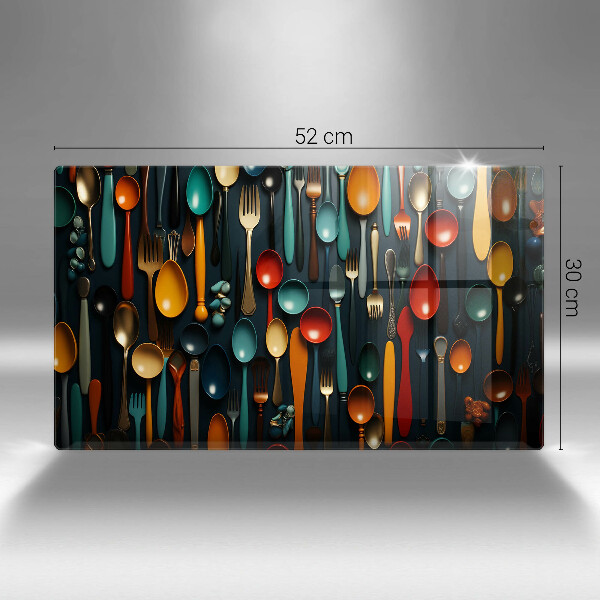 Tabla de cortar de vidrio Cucharas y tenedores de colores
