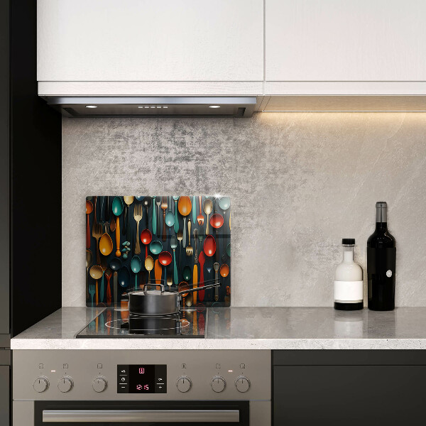 Tabla de cortar de vidrio Cucharas y tenedores de colores