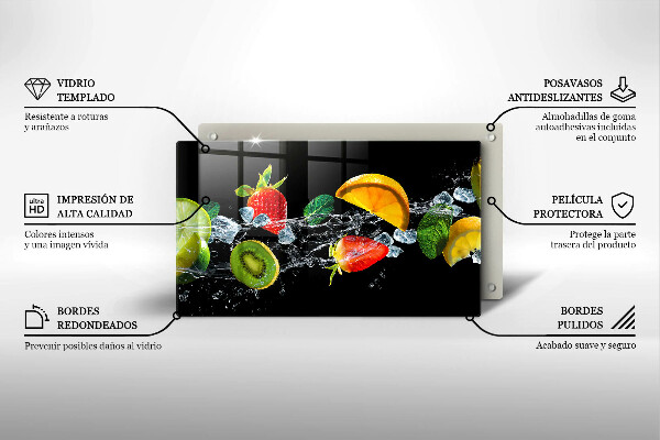 Tabla de cortar de vidrio Frutas en agua