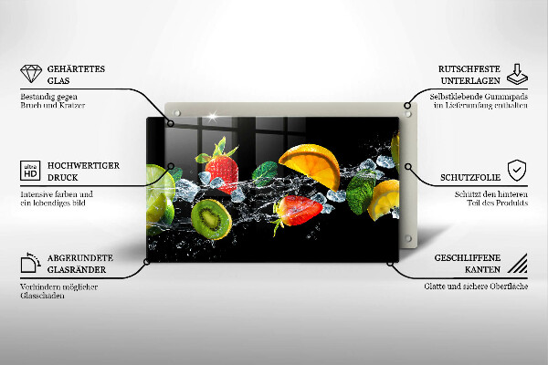 Tabla de cortar de vidrio Frutas en agua