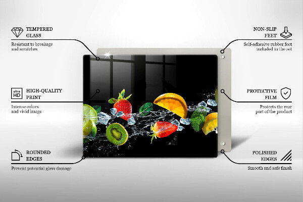 Tabla de cortar de vidrio Frutas en agua