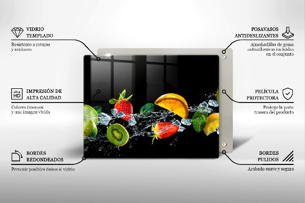 Tabla de cortar de vidrio Frutas en agua