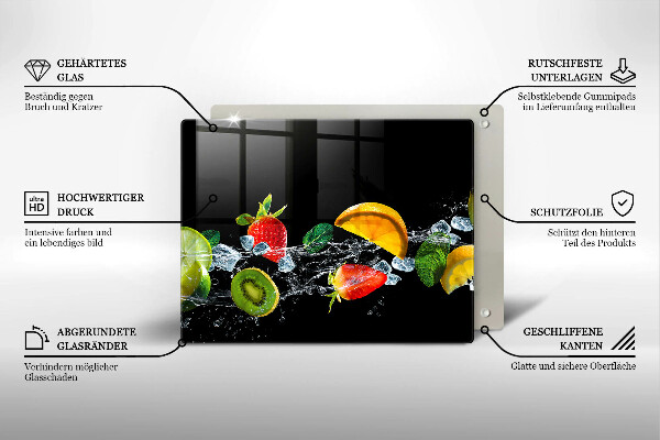 Tabla de cortar de vidrio Frutas en agua