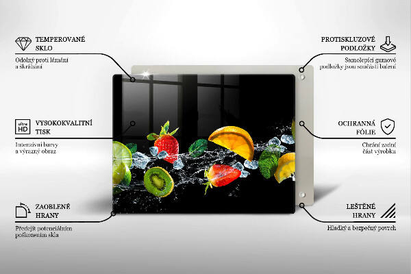 Tabla de cortar de vidrio Frutas en agua