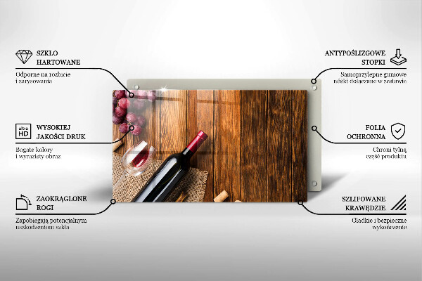 Tabla de cortar de vidrio Una botella de vino tinto