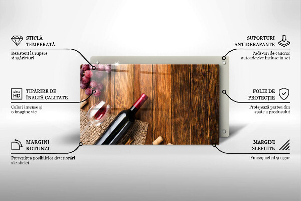 Tabla de cortar de vidrio Una botella de vino tinto