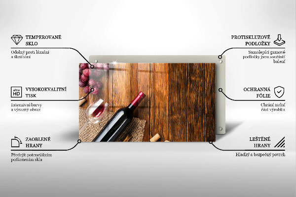 Tabla de cortar de vidrio Una botella de vino tinto