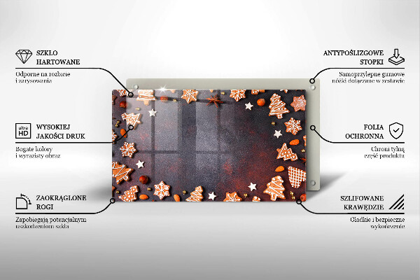 Tabla de cortar de vidrio Navidad de pan de jengibre