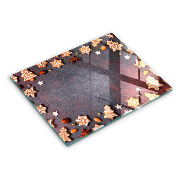 Tabla de cortar de vidrio Navidad de pan de jengibre