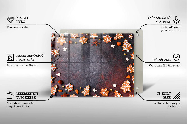 Tabla de cortar de vidrio Navidad de pan de jengibre