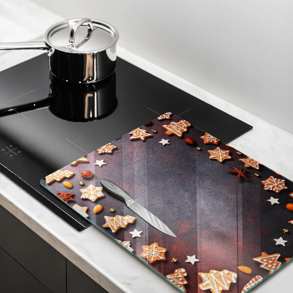 Tabla de cortar de vidrio Navidad de pan de jengibre