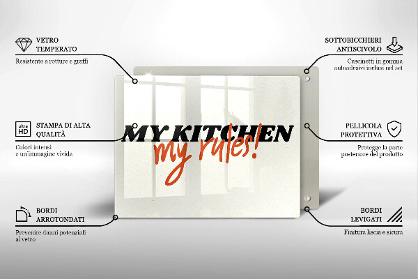 Tabla de cortar de vidrio My kitchen my rules