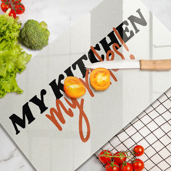 Tabla de cortar de vidrio My kitchen my rules