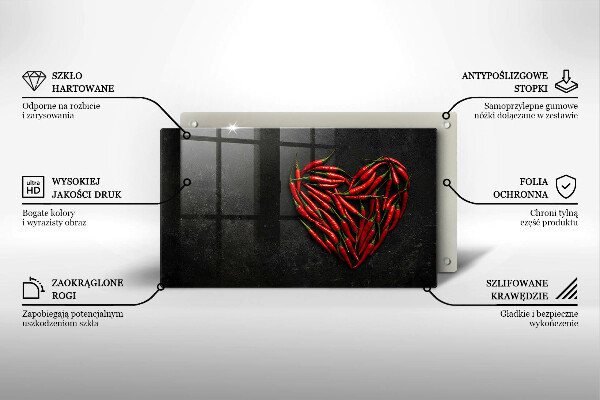 Tabla de cortar de vidrio Corazón de ají