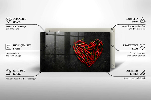 Tabla de cortar de vidrio Corazón de ají
