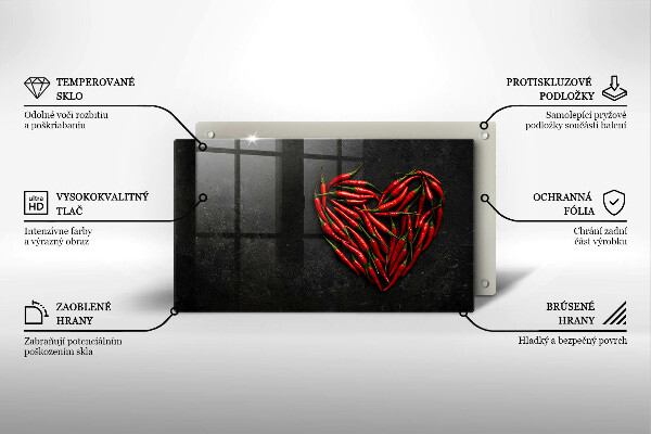Tabla de cortar de vidrio Corazón de ají