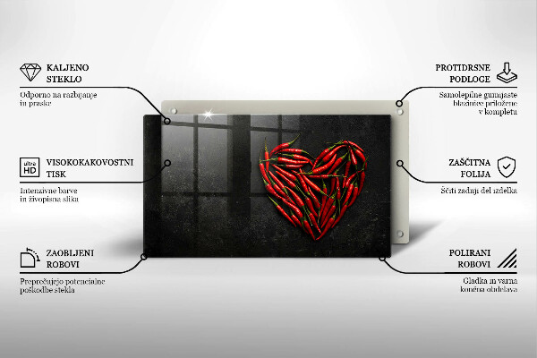 Tabla de cortar de vidrio Corazón de ají