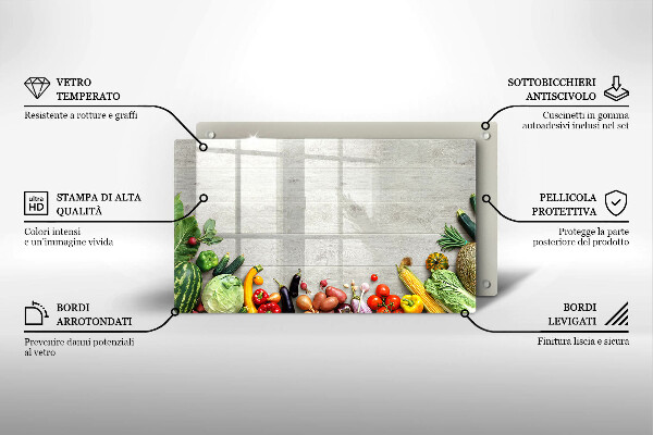 Tabla de cortar de vidrio Verduras en tablas