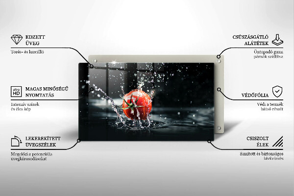 Tabla de cortar de vidrio Tomate en agua