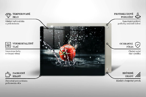 Tabla de cortar de vidrio Tomate en agua