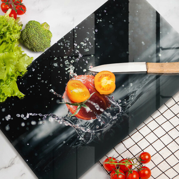 Tabla de cortar de vidrio Tomate en agua