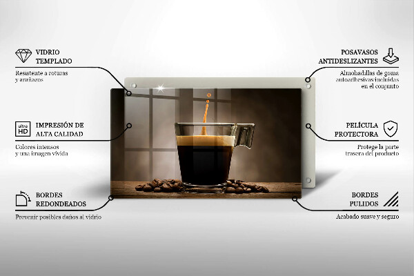 Tabla de cortar de vidrio Vidrio y granos de café