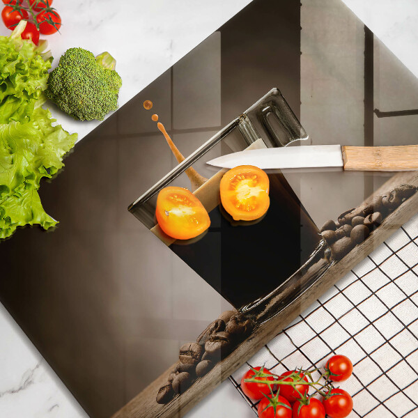 Tabla de cortar de vidrio Vidrio y granos de café