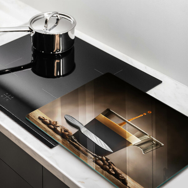 Tabla de cortar de vidrio Vidrio y granos de café