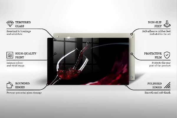 Tabla de cortar de vidrio Una copa de vino tinto