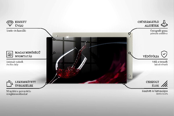 Tabla de cortar de vidrio Una copa de vino tinto