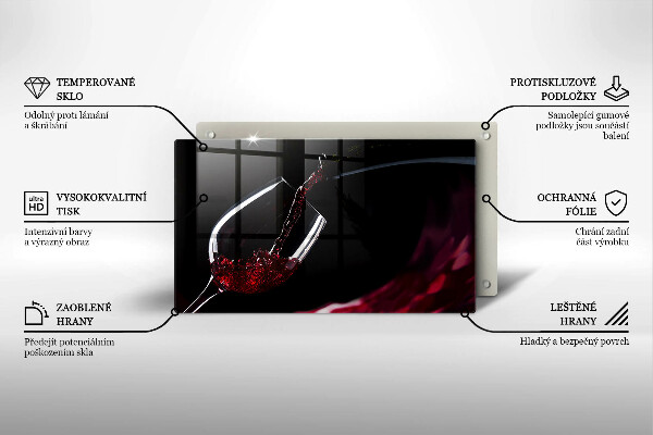 Tabla de cortar de vidrio Una copa de vino tinto