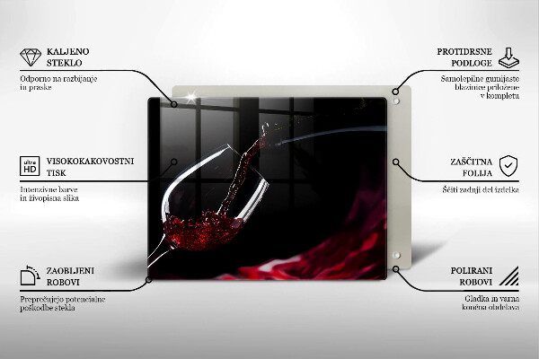 Tabla de cortar de vidrio Una copa de vino tinto