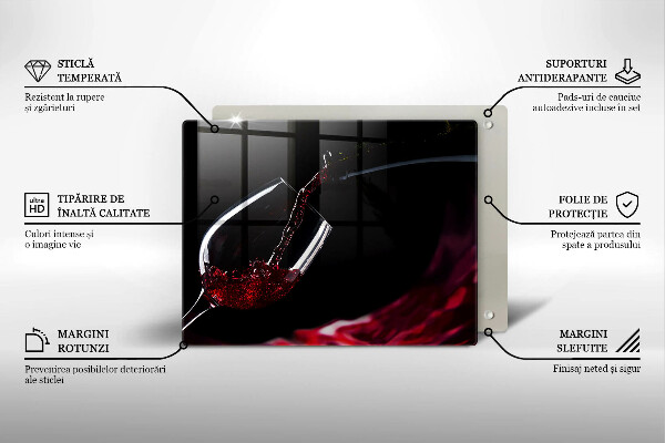 Tabla de cortar de vidrio Una copa de vino tinto