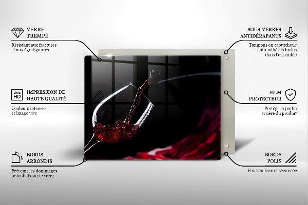 Tabla de cortar de vidrio Una copa de vino tinto