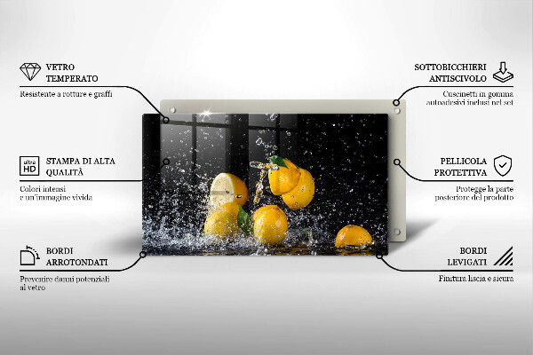 Tabla de cortar de vidrio Fruta jugosa de limón