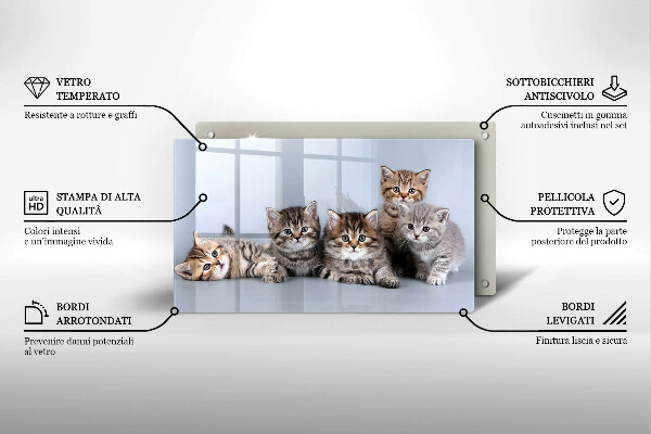 Tabla de cortar de vidrio Dulces gatitos
