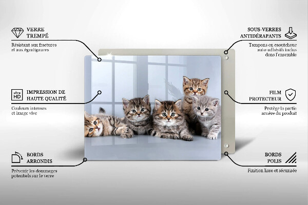 Tabla de cortar de vidrio Dulces gatitos