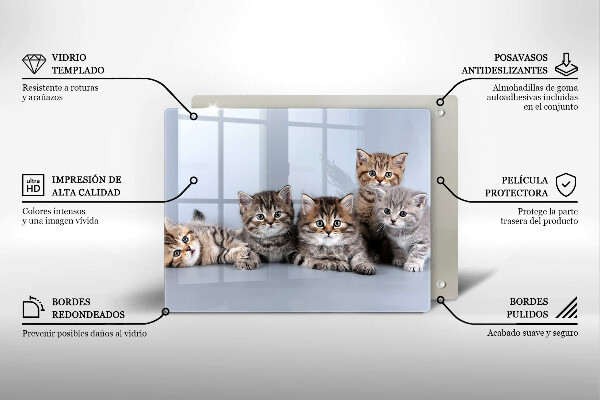 Tabla de cortar de vidrio Dulces gatitos