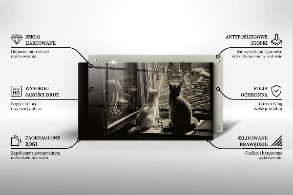 Tabla de cortar de vidrio Ventana y ciudad de gatos