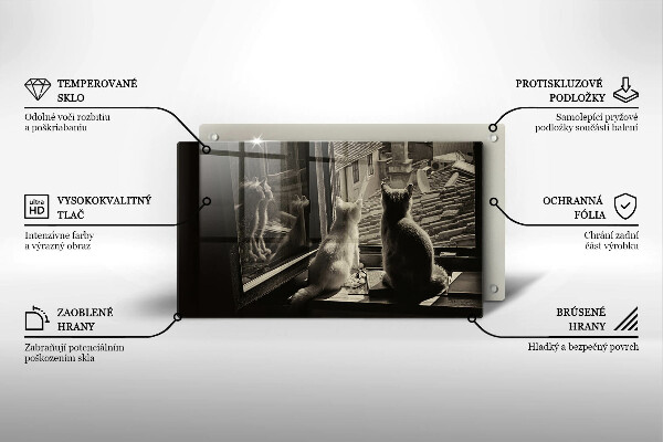 Tabla de cortar de vidrio Ventana y ciudad de gatos