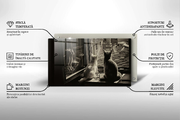 Tabla de cortar de vidrio Ventana y ciudad de gatos