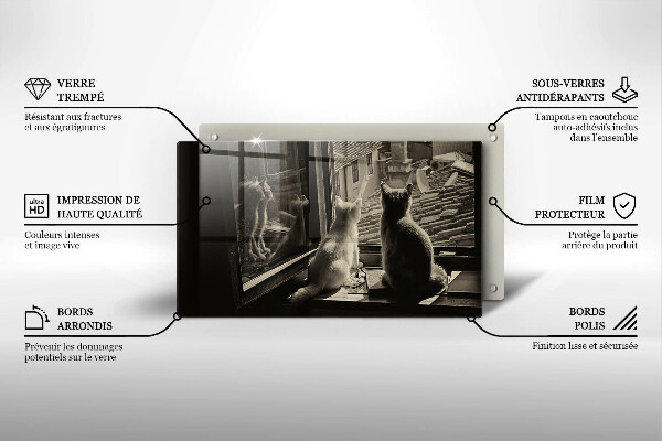 Tabla de cortar de vidrio Ventana y ciudad de gatos