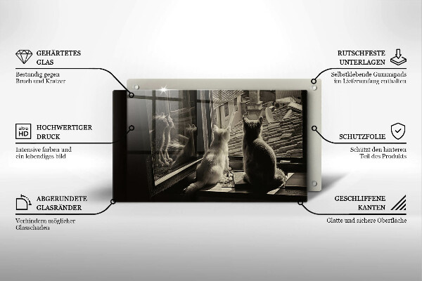 Tabla de cortar de vidrio Ventana y ciudad de gatos