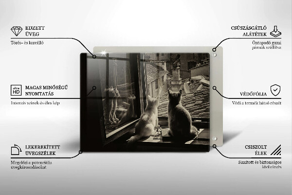 Tabla de cortar de vidrio Ventana y ciudad de gatos