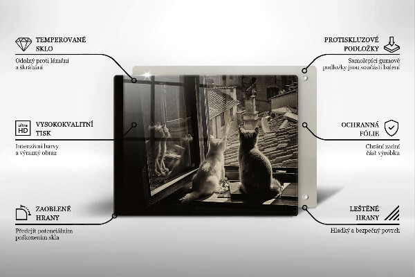 Tabla de cortar de vidrio Ventana y ciudad de gatos