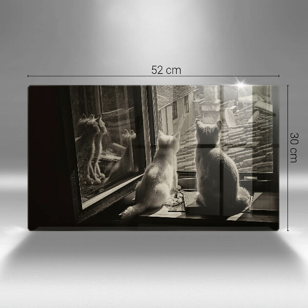 Tabla de cortar de vidrio Ventana y ciudad de gatos