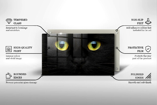 Tabla de cortar de vidrio Ojos de gato animales